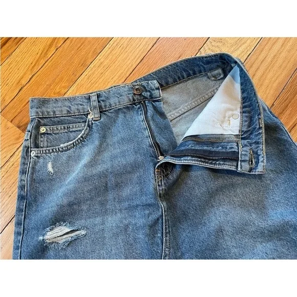 Free People We The Free Distressed Fly Blue Denim Mini Skirt BOHO Womens Size 28 - Picture 5 of 12